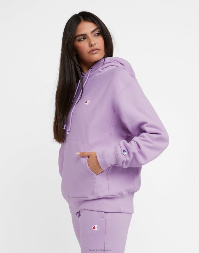 Champion oversized omvendt vævet hættetrøje c-logo V6J66939 bleg iris lilla