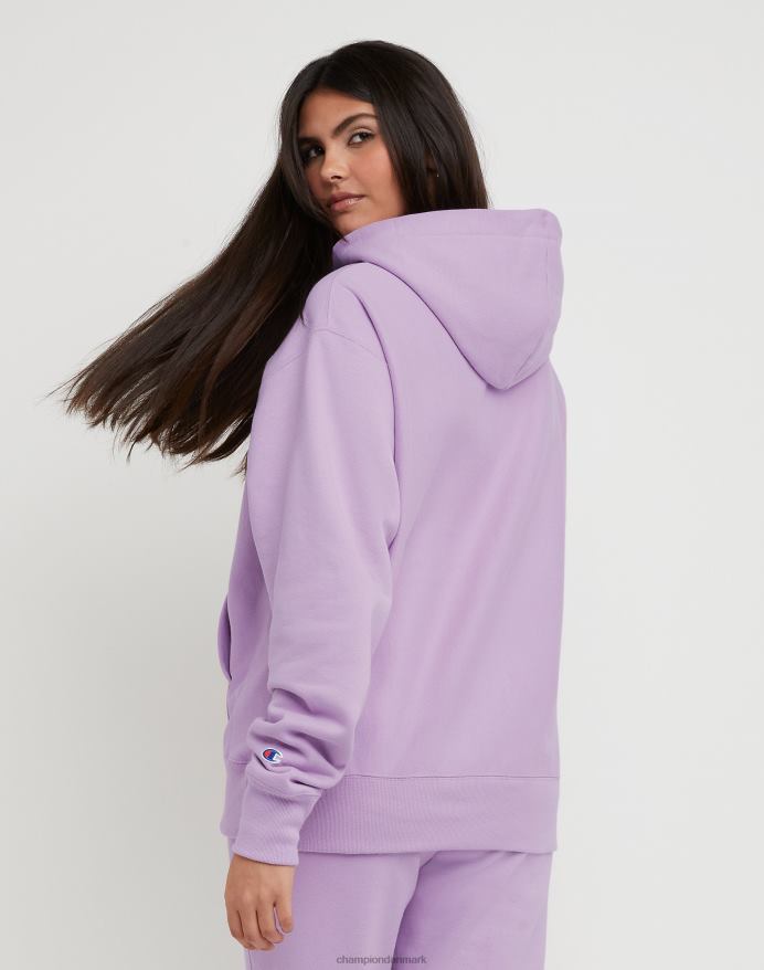 Champion oversized omvendt vævet hættetrøje c-logo V6J66939 bleg iris lilla