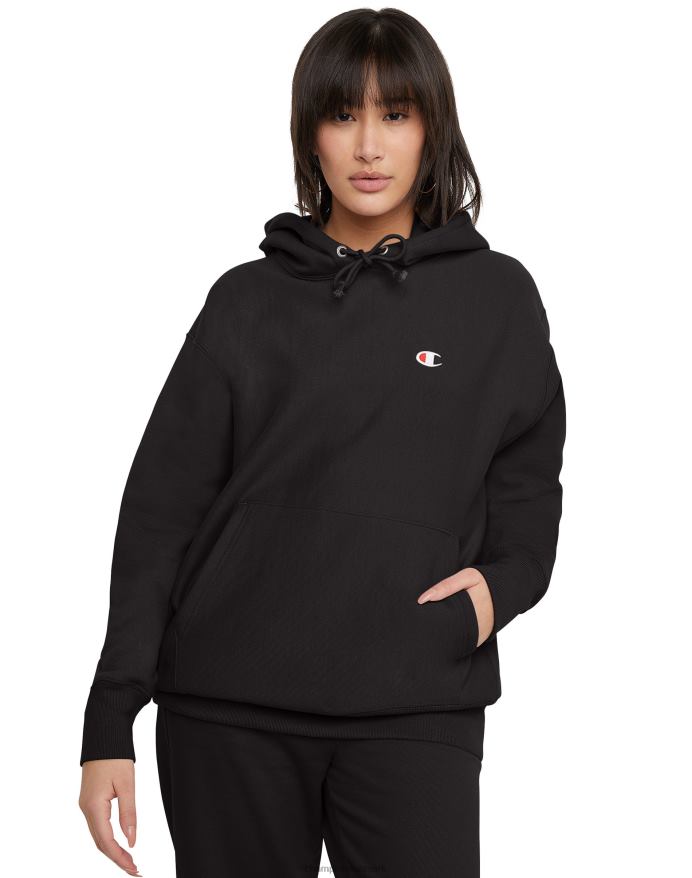 Champion oversized omvendt vævet hættetrøje c-logo V6J66940 sort