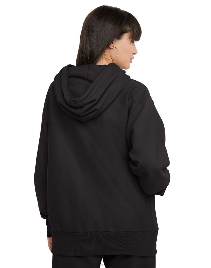 Champion oversized omvendt vævet hættetrøje c-logo V6J66940 sort