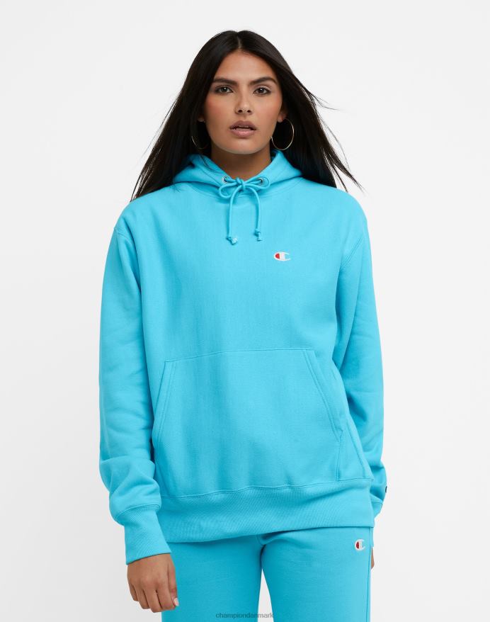 Champion oversized omvendt vævet hættetrøje c-logo V6J66944 lys himmelblå