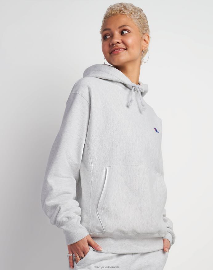 Champion oversized omvendt vævet hættetrøje c-logo V6J66945 sølvgrå