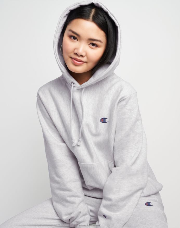 Champion oversized omvendt vævet hættetrøje c-logo V6J66945 sølvgrå