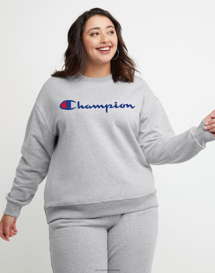 Champion powerblend crew classic script logo (plus size) V6J661021 oxford grå