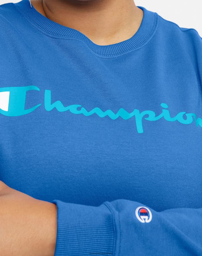 Champion powerblend crew classic script logo (plus size) V6J661023 odyssé
