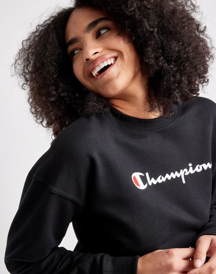 Champion powerblend crew klassiske manuskript V6J662016 sort