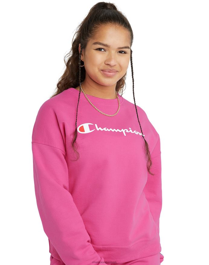 Champion powerblend crew klassiske manuskript V6J662019 wow pink
