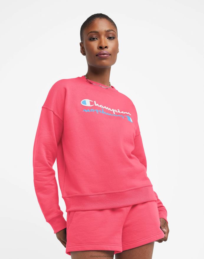 Champion powerblend crew spejl script V6J66998 glad pink