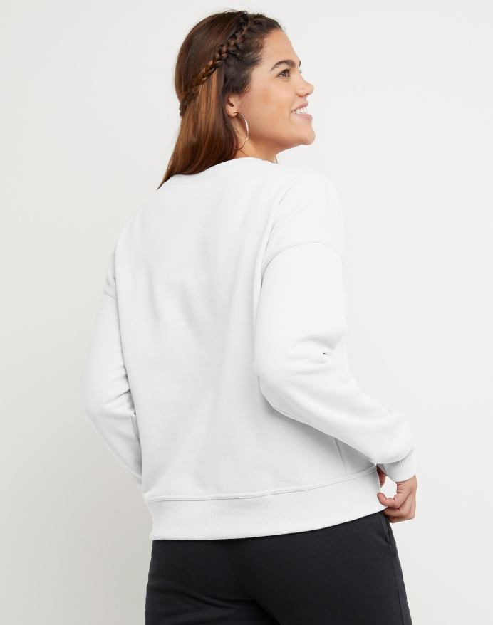 Champion powerblend fleece afslappet besætning broderet c-logo V6J661051 hvid