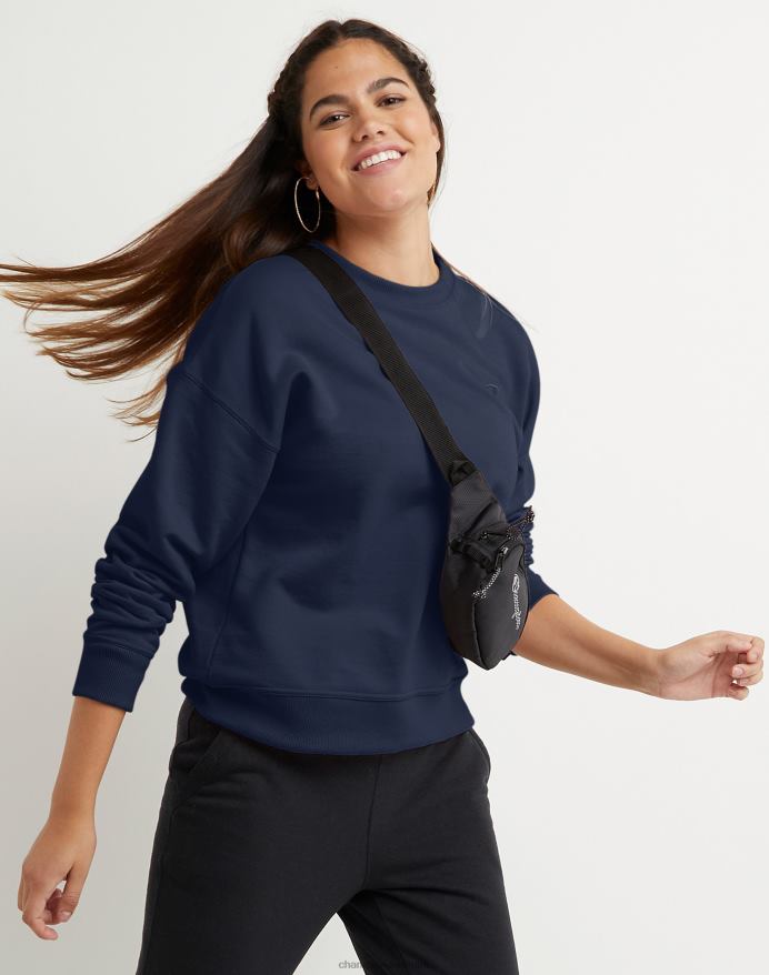 Champion powerblend fleece afslappet besætning broderet c-logo V6J661052 atletisk flåde
