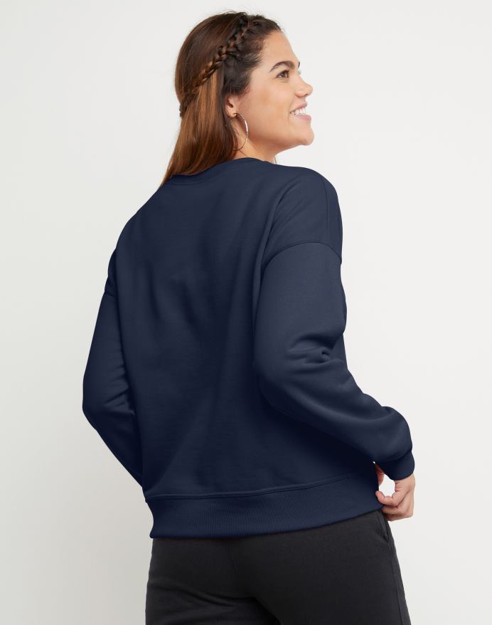 Champion powerblend fleece afslappet besætning broderet c-logo V6J661052 atletisk flåde