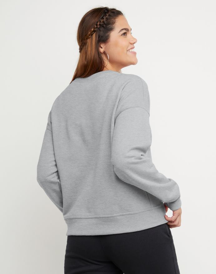 Champion powerblend fleece afslappet besætning broderet c-logo V6J661053 oxford grå lyng