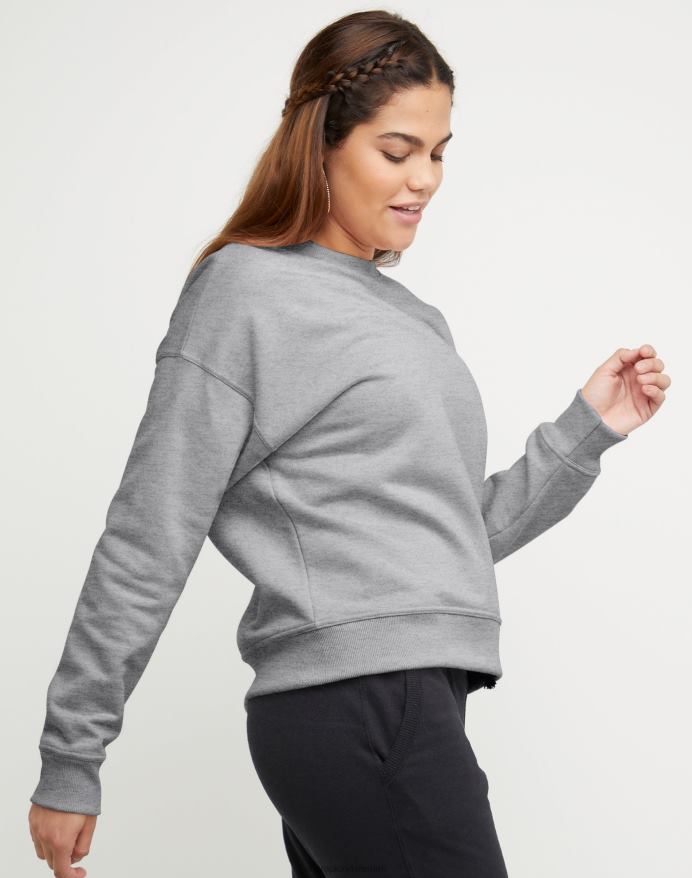 Champion powerblend fleece afslappet besætning broderet c-logo V6J661053 oxford grå lyng