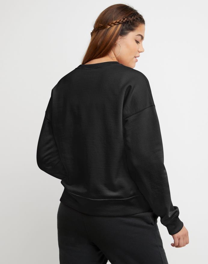 Champion powerblend fleece afslappet besætning colorblock folie script logo V6J661973 sort