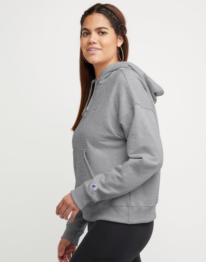 Champion powerblend fleece afslappet hættetrøje broderet c-logo V6J661047 oxford grå