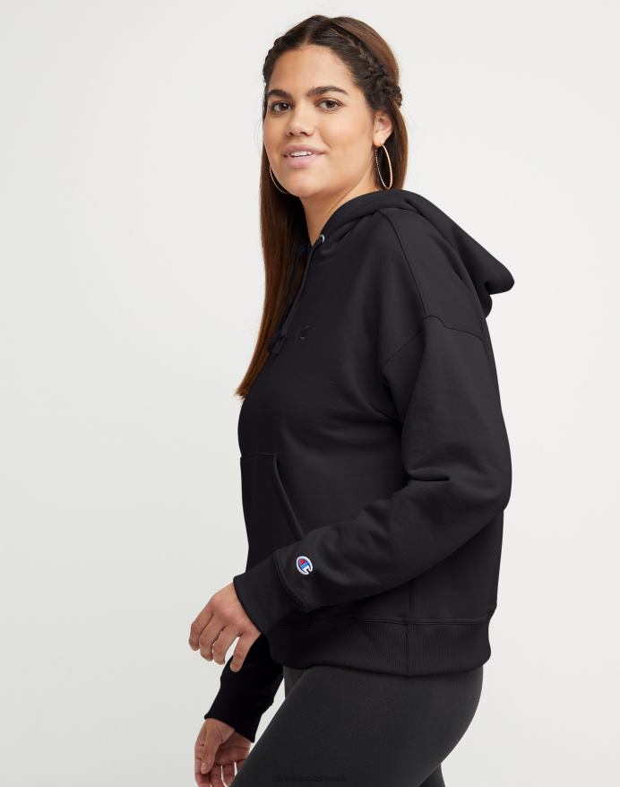 Champion powerblend fleece afslappet hættetrøje broderet c-logo V6J661048 sort