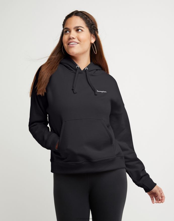 Champion powerblend fleece afslappet hættetrøje lille logo V6J661984 sort