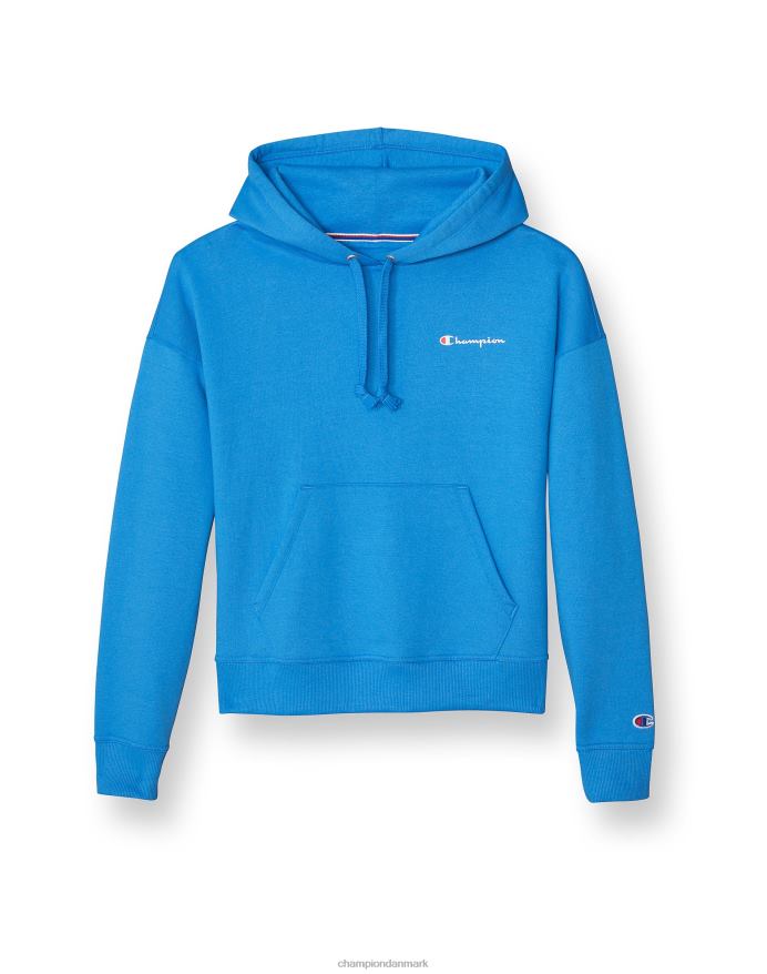 Champion powerblend fleece afslappet hættetrøje lille logo V6J661985 blå jay
