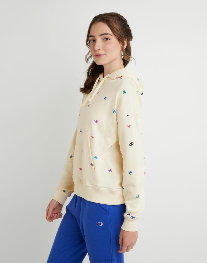 Champion powerblend fleece afslappet hættetrøje over hele print V6J661987 smidt c logo naturligt
