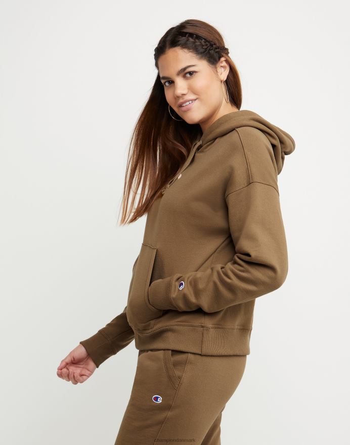 Champion powerblend fleece hættetrøje colorblock folie & high density c logo V6J661956 midtvejs brun