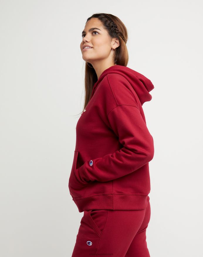 Champion powerblend fleece hættetrøje gammelt engelsk c plus script logo V6J661969 tartan rød