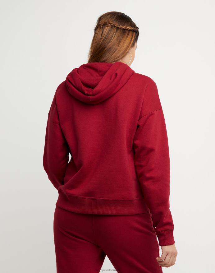Champion powerblend fleece hættetrøje gammelt engelsk c plus script logo V6J661969 tartan rød