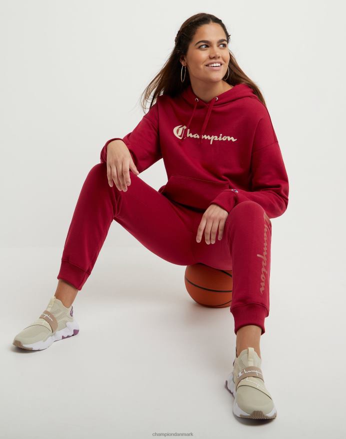 Champion powerblend fleece hættetrøje gammelt engelsk c plus script logo V6J661969 tartan rød