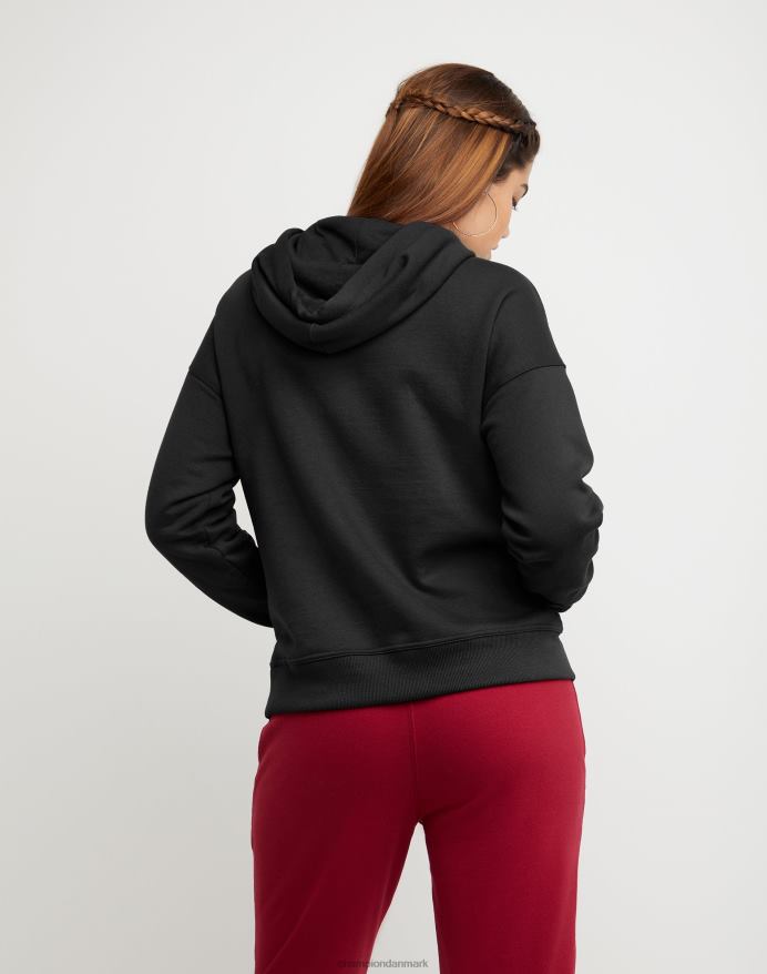 Champion powerblend fleece hættetrøje gammelt engelsk c plus script logo V6J661970 sort
