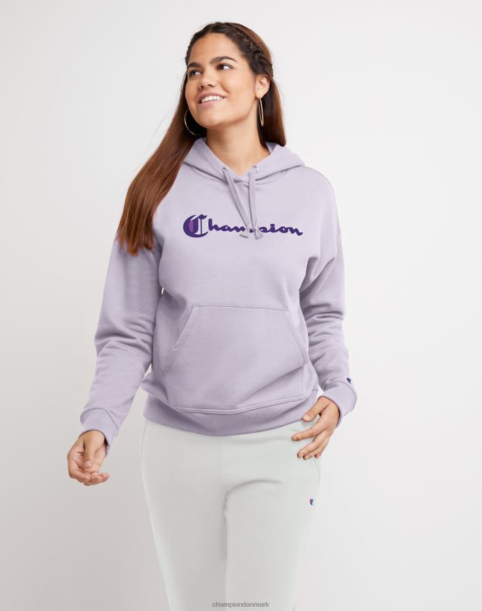 Champion powerblend fleece hættetrøje gammelt engelsk c plus script logo V6J661971 røget syren