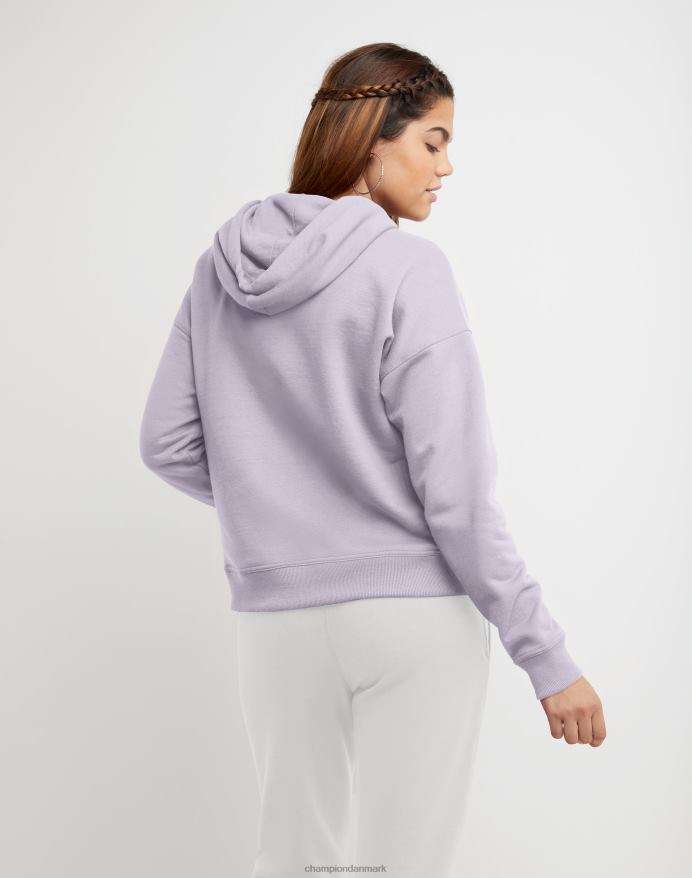 Champion powerblend fleece hættetrøje gammelt engelsk c plus script logo V6J661971 røget syren