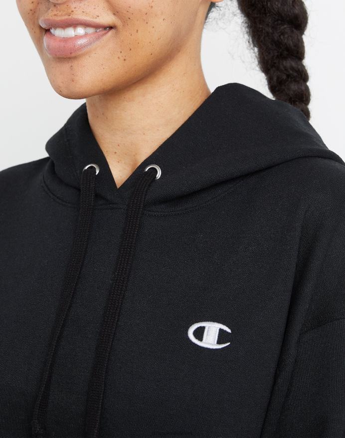 Champion powerblend fleece oversized hættetrøje c-logo V6J662010 sort