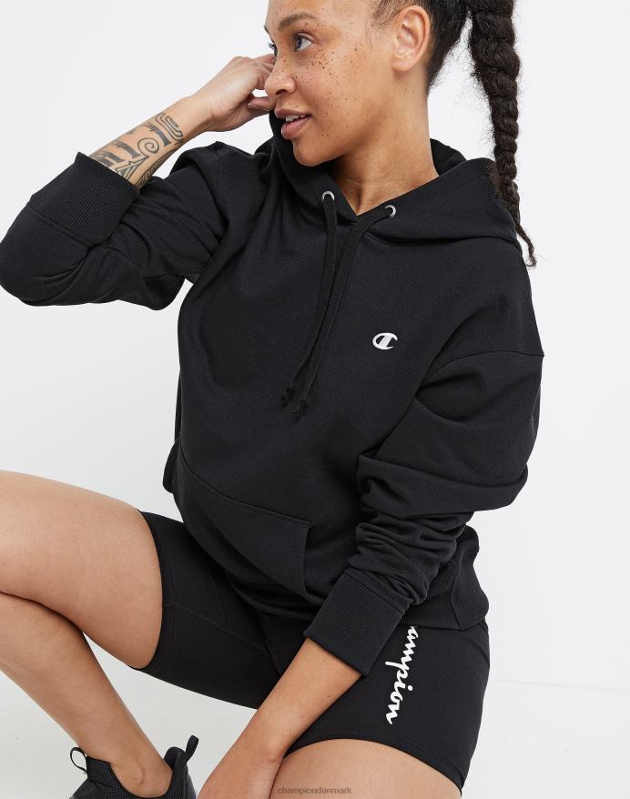 Champion powerblend fleece oversized hættetrøje c-logo V6J662010 sort