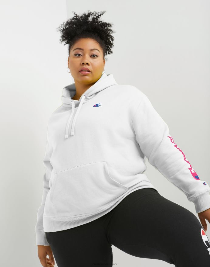 Champion powerblend hættetrøje grafik (plus size) V6J661026 hvid