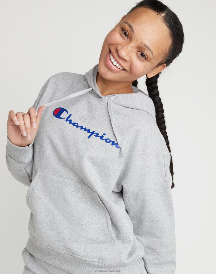 Champion powerblend hættetrøje script logo V6J661998 oxford grå