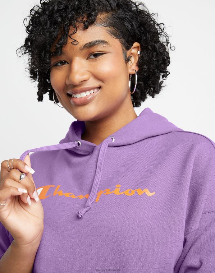Champion powerblend hættetrøje script logo V6J661999 kreativ lilla