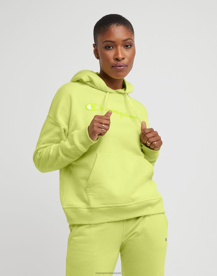 Champion powerblend hættetrøje script logo V6J662001 frossen lime