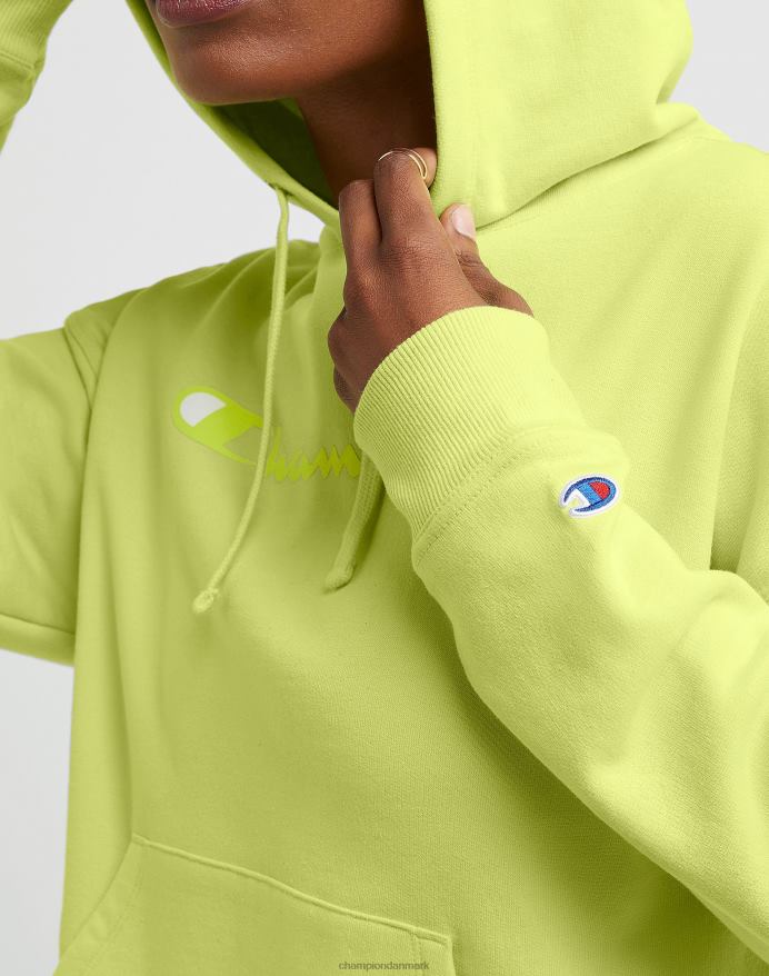 Champion powerblend hættetrøje script logo V6J662001 frossen lime