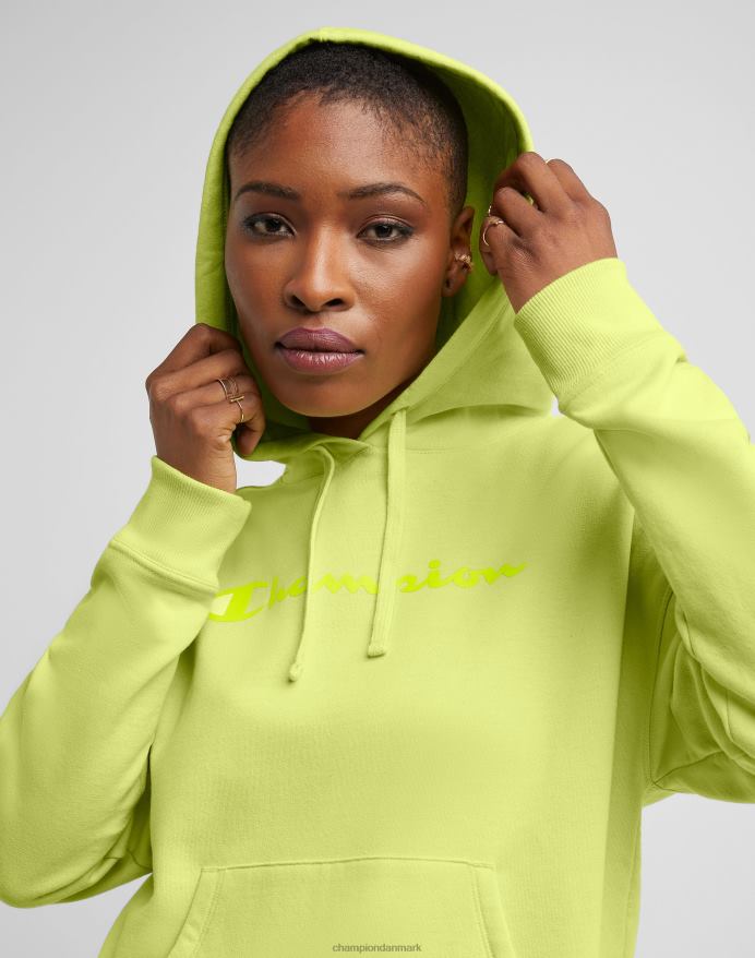 Champion powerblend hættetrøje script logo V6J662001 frossen lime