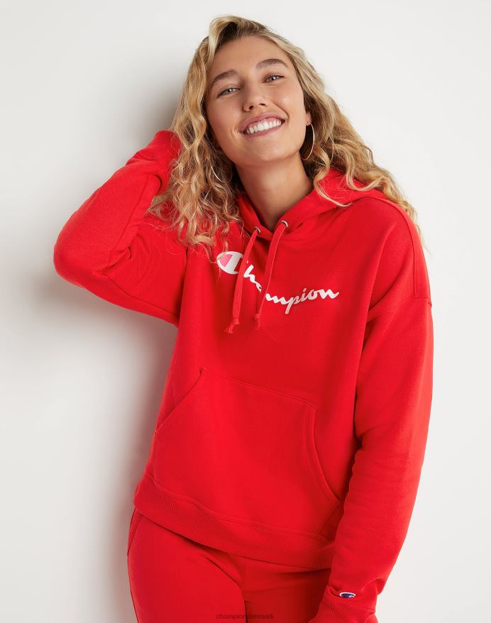 Champion powerblend hættetrøje script logo V6J662002 munter rød