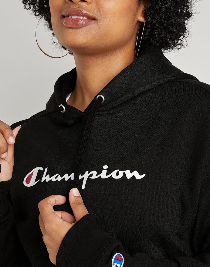 Champion powerblend hættetrøje script logo V6J662003 sort