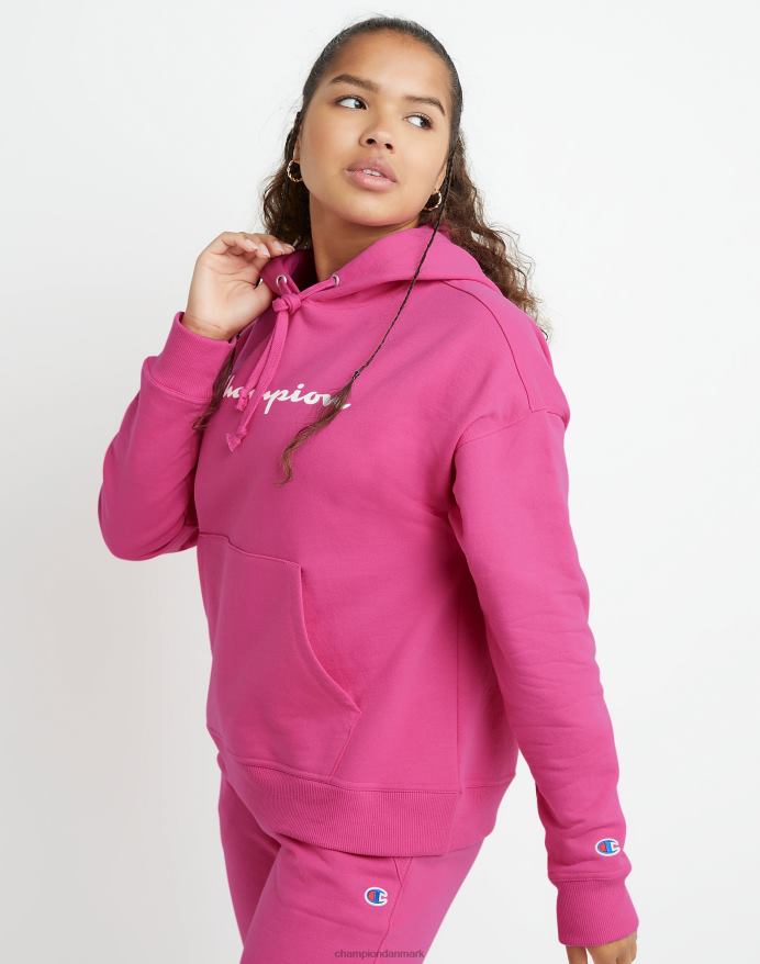 Champion powerblend hættetrøje script logo V6J662007 wow pink