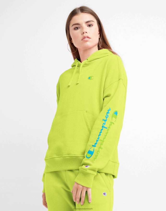 Champion powerblend hættetrøje spejlvendt script V6J661002 limeade