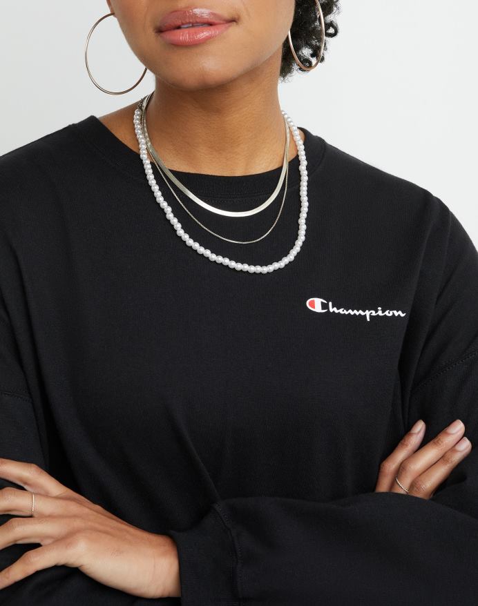 Champion sweatshirt med rund hals i bomuld klassisk script V6J66986 sort