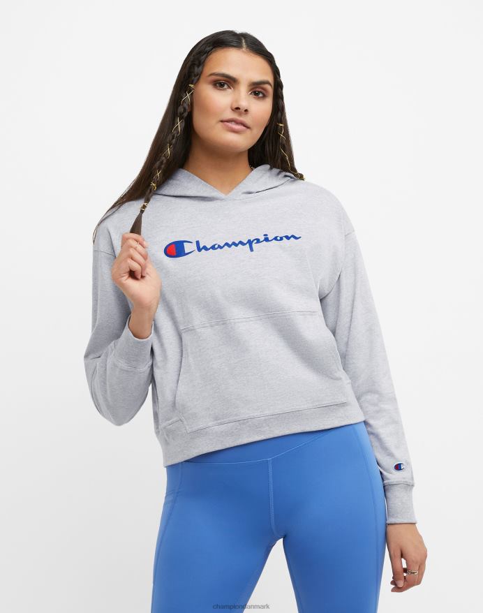 Champion t-shirt hættetrøje klassisk script V6J66992 oxford grå
