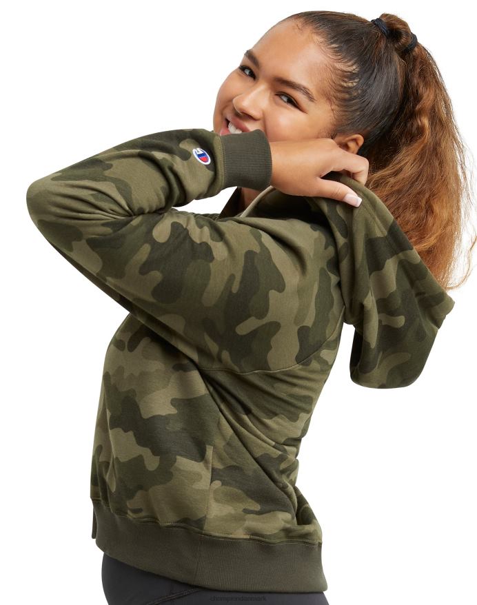 campus fleece camo hættetrøje champion script laurbær V6J661958 camo ammunition fragt oliven