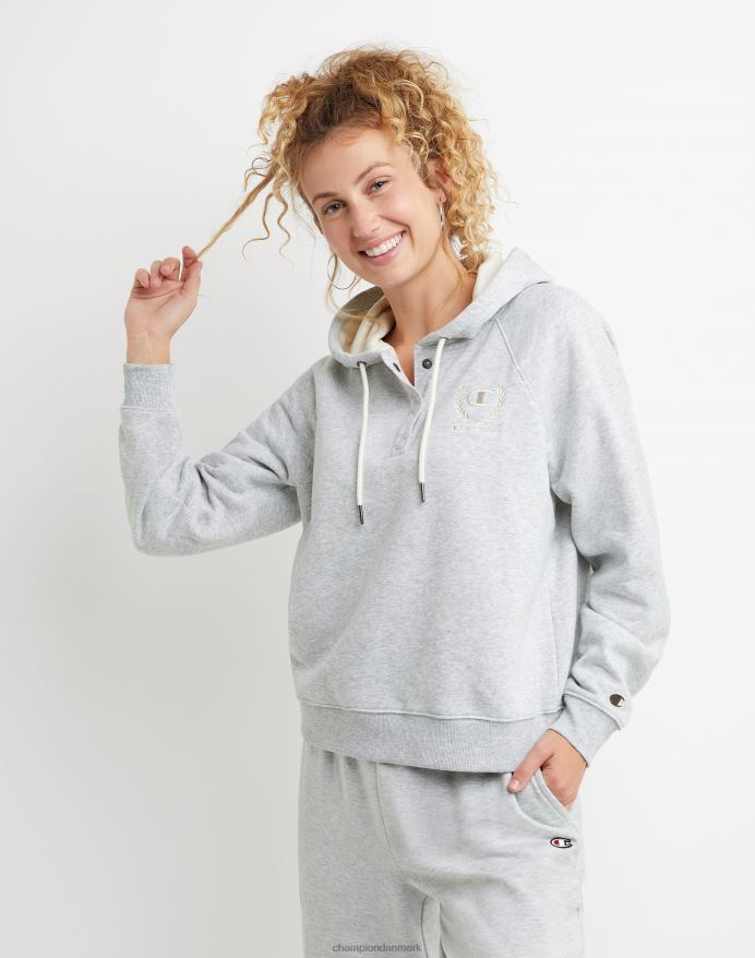 campus fleece hættetrøje champion script laurbær V6J661959 oxford grå