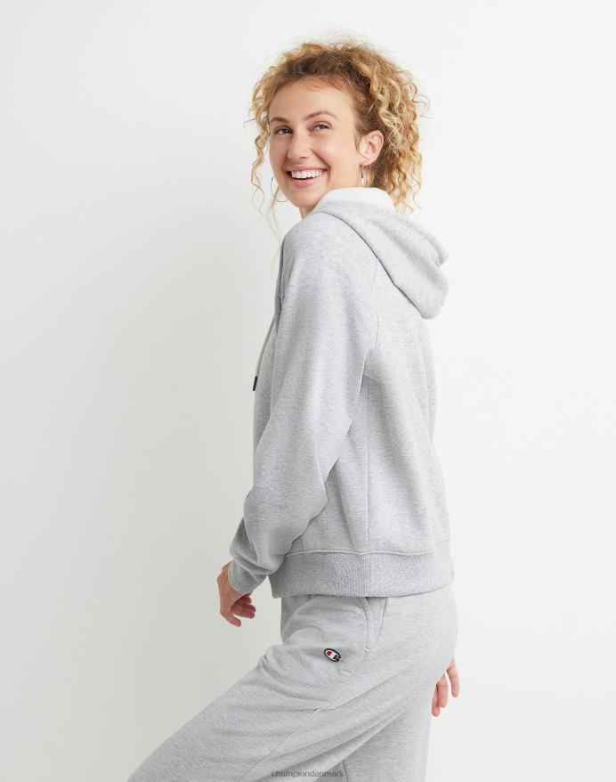 campus fleece hættetrøje champion script laurbær V6J661959 oxford grå