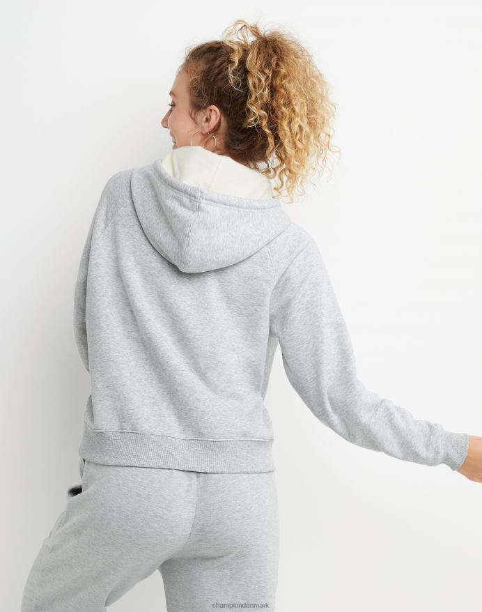 campus fleece hættetrøje champion script laurbær V6J661959 oxford grå