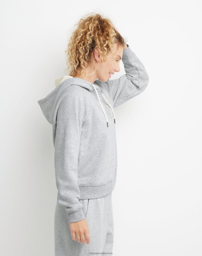 campus fleece hættetrøje champion script laurbær V6J661959 oxford grå