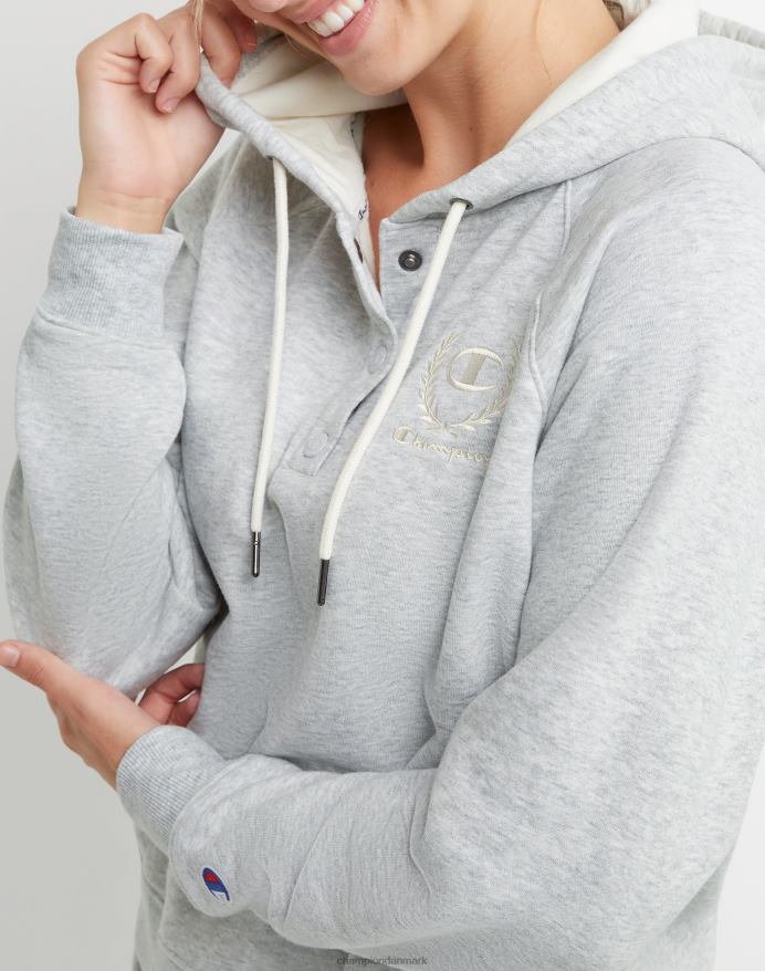 campus fleece hættetrøje champion script laurbær V6J661959 oxford grå